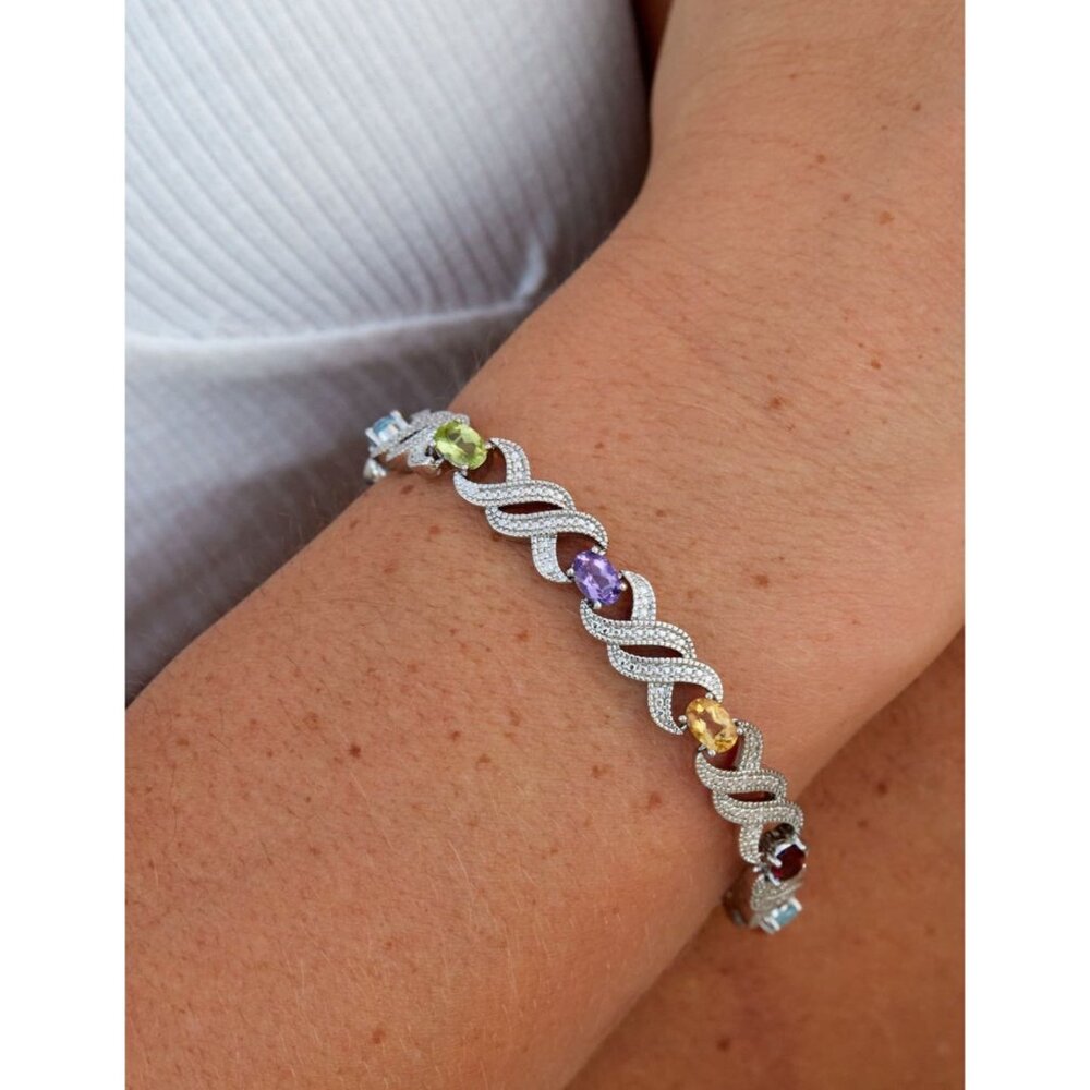 SAVVY CIE JEWELS diamond and multi gemstones bracelet